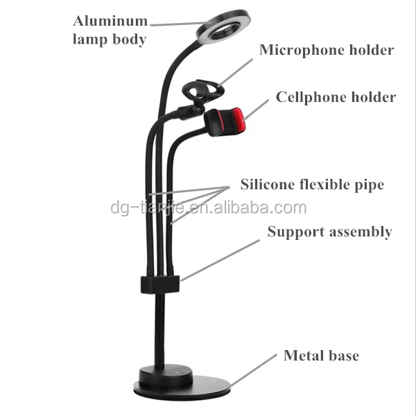 360 Degree Rotating Cellphone Holder Led Selfie Ring Light For Live