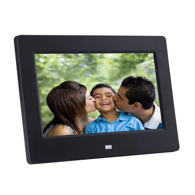 Super thin 7inch digital photo frame display photo movie and mp4 with time alarm calendar