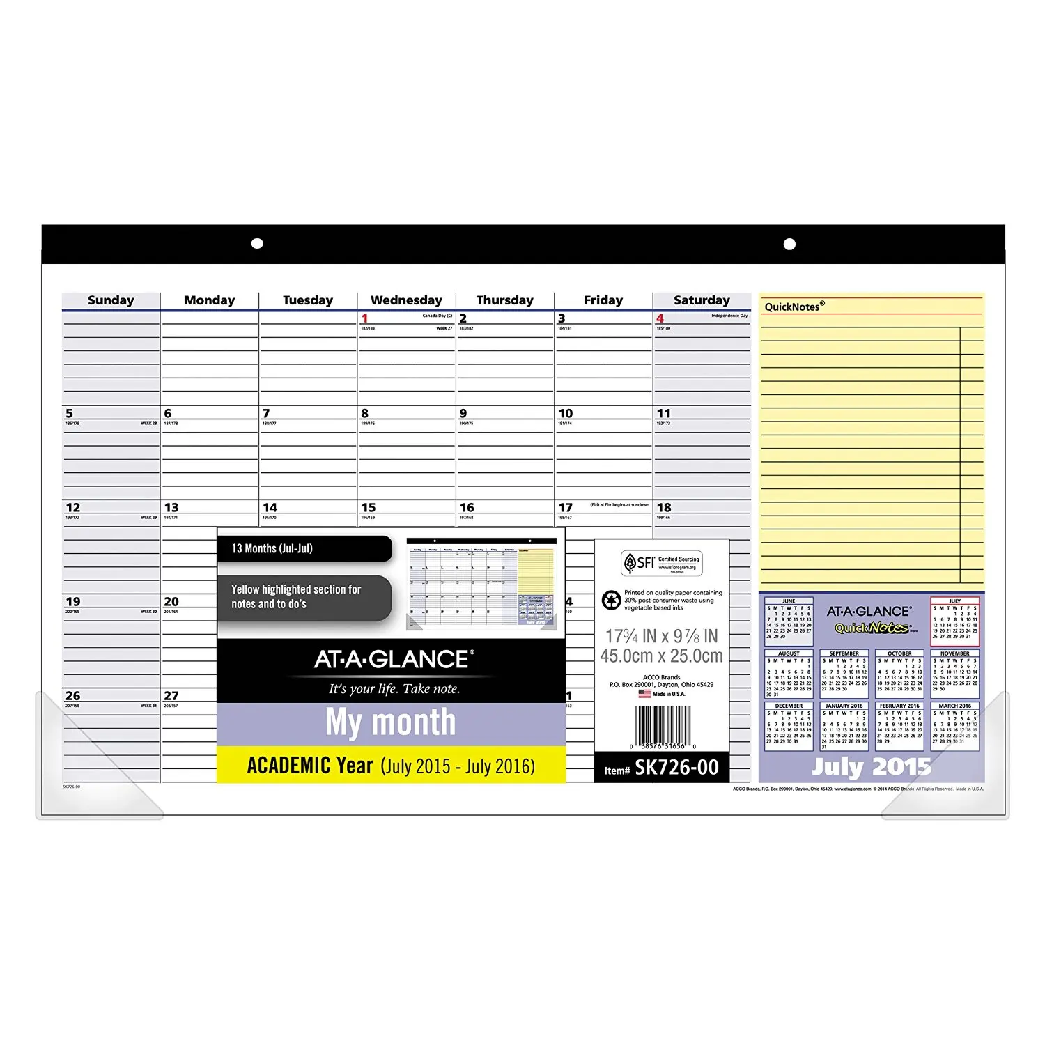 Buy Mead Academic Year Monthly Desk Pad Calendar, Aug 2016