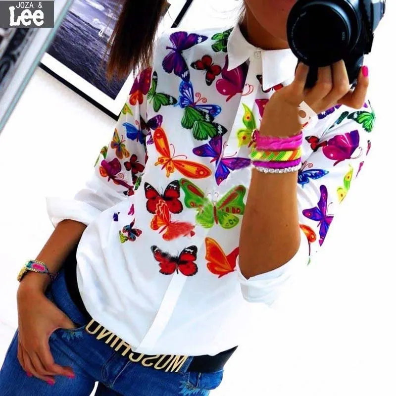 Ms 2016 new spring and summer wild white printed long sleeved Free shipping