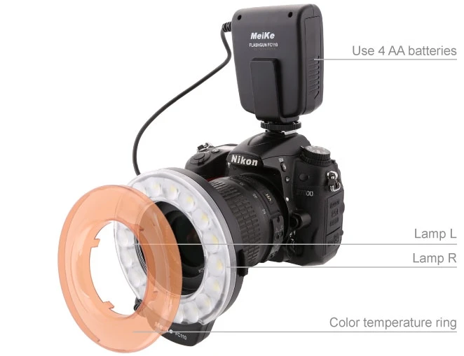 Mcoplus MCO-MRF18 15GN 3200K-5500k Macro Ring Flash Light Speedlite for Canon 550D 600D 70D 60D 500D 5D 5D mark iii DSLR cameras