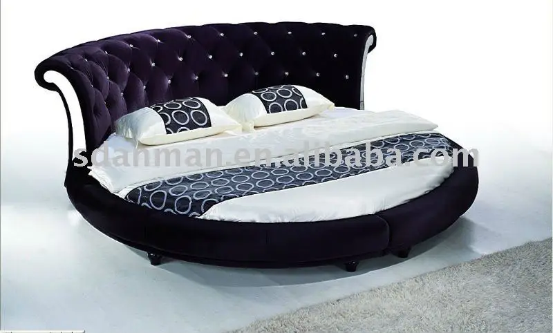 Contemporary Bedroom Setting Solid Oak Wood Round Bed