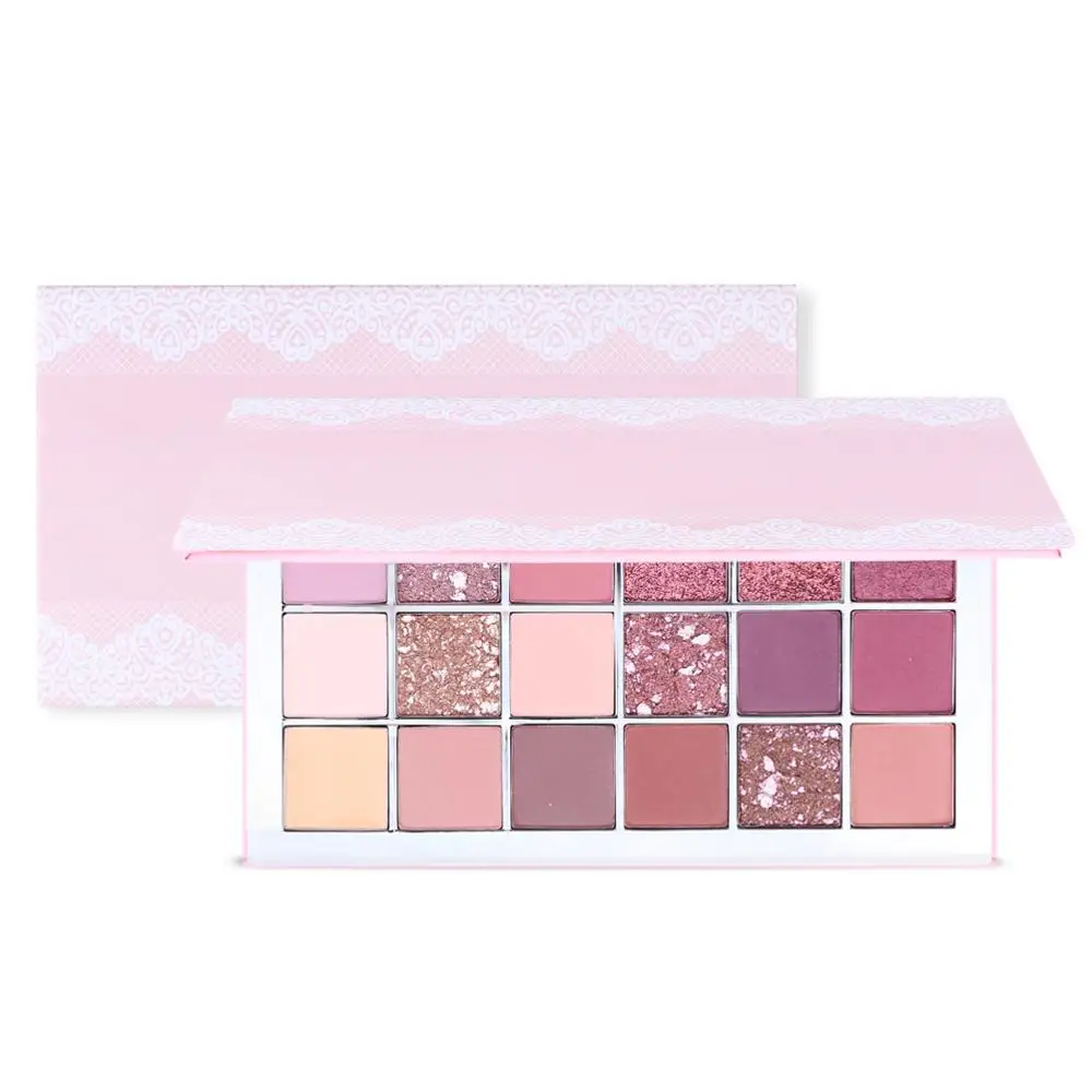

New Arrival Makefay Custom Long Lasting Waterproof 18 Color Pink Cardboard Makeup Eyeshadow Palette, 18 colors
