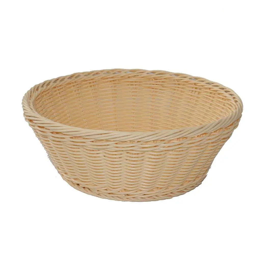 HOBULL Food Serving Baskets Round Woven Bread Roll Baskets Fruit Vegetable Dessert Bowl Storage Baskets