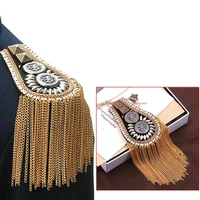 

Fringe badge Tassel Chain Epaulet Shoulder Boards Badge Blazer Shoulder Epaulets Metal Beads Punk Fringe (Gold)