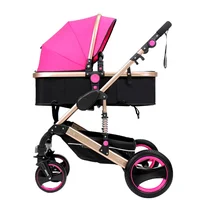 

2019 Aluminum alloy Baby Stroller Can Sit and lying stroll Folding High Landscape Baby pram 2 in 1 stroller