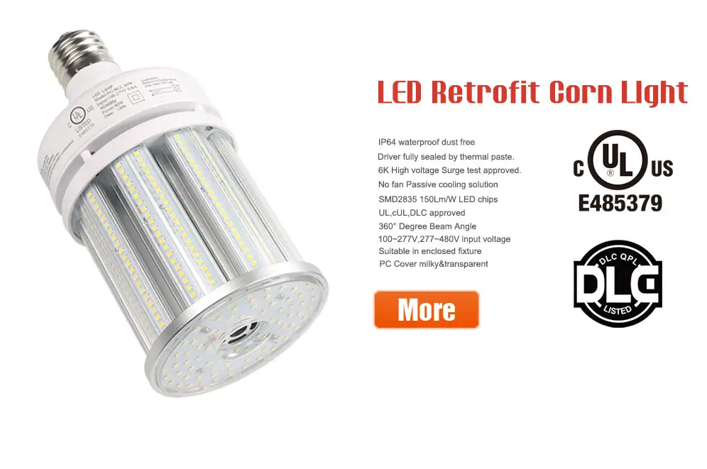 DLC E39 LED Corn Bulb 100W Replacement 400W MH Street Parking Lot Light 5000K