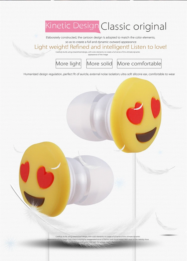 New design Cartoon Emoji 3.5mm Headset Headphones Earphone 
