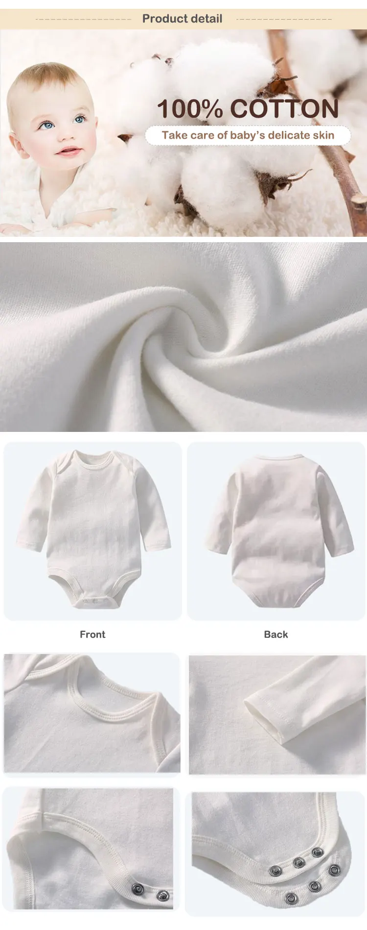 manufacturer Solid color long sleeve baby bodys