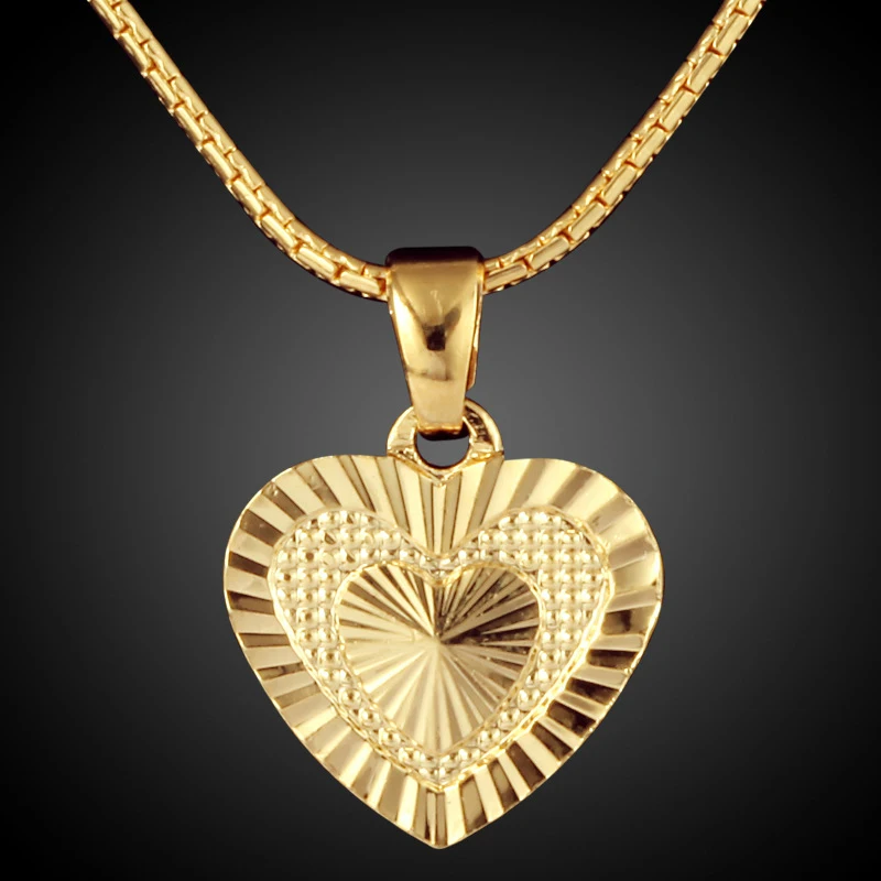 Fashion High Quality Custom Logo 18K Gold Plated Heart Necklace Pendant For Women Jewelry