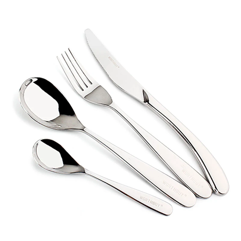 

Cutlery Set Stainless Steel Flatware Set Fork Spoon Knife Camping Outdoor Tableware Portable Thickened Sliver Dinnerware Picnic, Silver