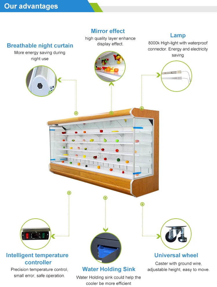 shop food display multideck open chiller cabinet for sale