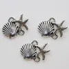 Vintage Antique Silver Gold Starfish Shell Charms Pendant For Necklace Bracelet Diy Accessories Jewelry