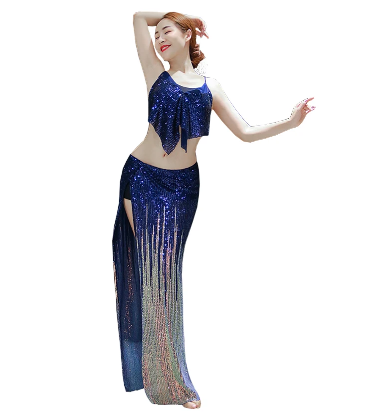 

QC3091 Wuchieal Latest Gradient Sequin Cloth Belly Dance Wear, 2 colors