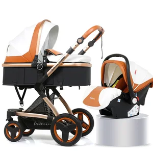 Image of Belecoo X6 Baby Stroller 3 in 1 With Car Seat High Landscape Pram For Newborns Travel System Baby Trolley Walker