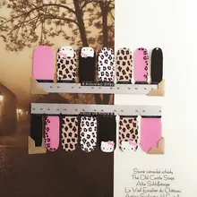 Pink Hellokity Lovely Nail Arts Sticker 14 pcs set Waterproof Nail Decal Art Sticker Gel Polish