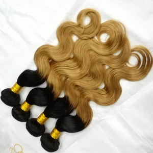 Letsfly wholesale 10pcs Straight Body Wave Ombre 1b/27 Dark Roots gold blonde Hair Bundles 100% Human Hair weaves 2