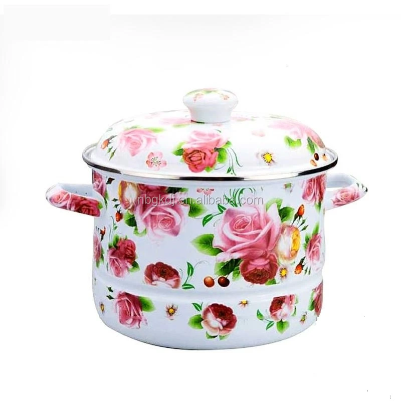 
full wonderful flower decals enamel steamer pot & cast iron enamel casserole 