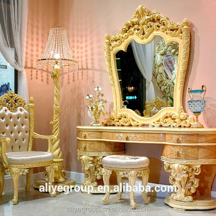 Royal Luxury Bedroom Furniture Vanity Dresser Table With Mirror