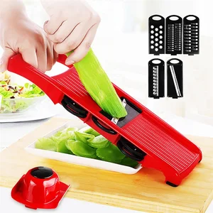 YIJIA 5 in 1 Japanese Mandoline Slicer Vegetable Chopper With Handheld Stainless Steel Blades