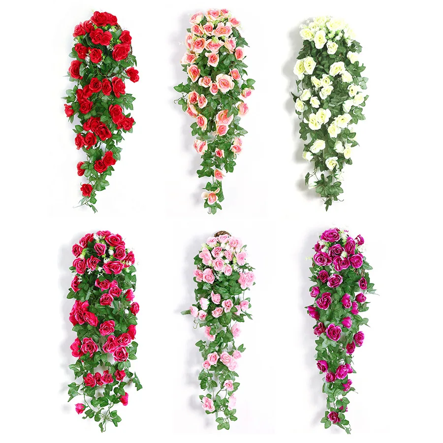 

SPR Hot sale decorative artificial flower Simulated Flower Rattan strips for home holtel party event backdrop, White,pink,purple,blue