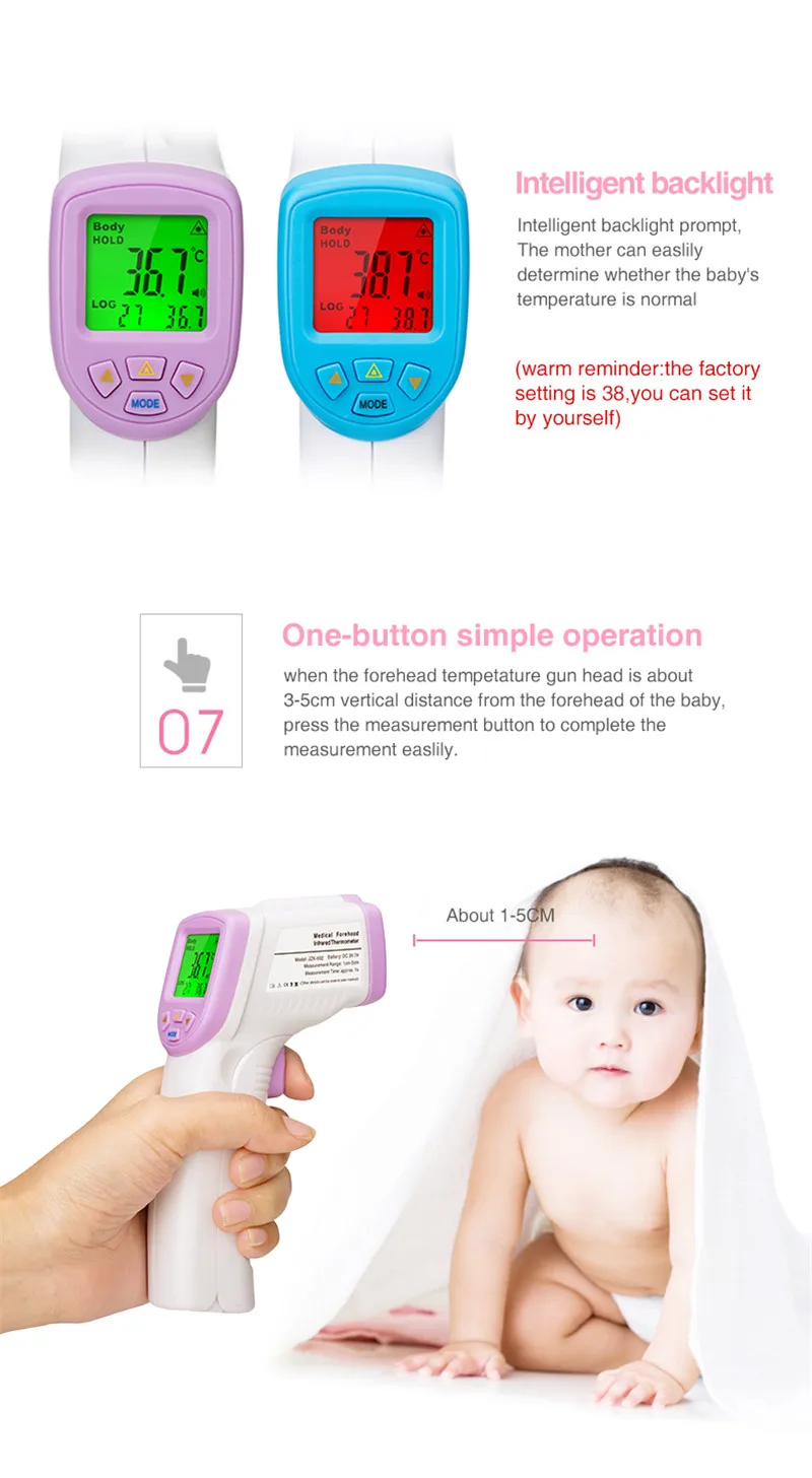 Baby Adult Forehead Non Contact Infrared Thermometer With Lcd Backlight - KingCare | KingCare.net
