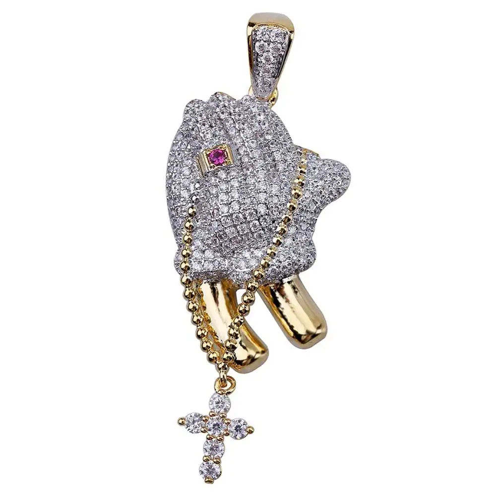 

Ruby Christian Prayer Gesture Vintage Pendant Necklace men women pendant necklace