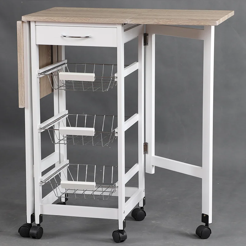 Folding Foldable Wood Kitchen Trolley With Six Wheels Buy Folding