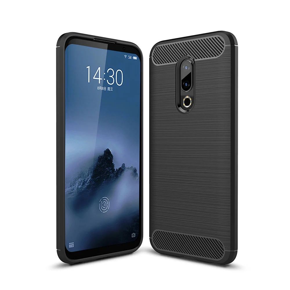 

Carbon Fiber Soft Tpu Back Cover Phone Case For Meizu 16th, Black;navy blue;red;gray