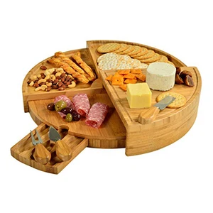 Image of Wholesale Rectangle Wooden Bamboo Cutting Cheese Board With Drawer