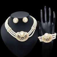 

Women Imitation Pearl Beads African Coral Beads Jewelry Necklace Bracelet Ring Earrings Set