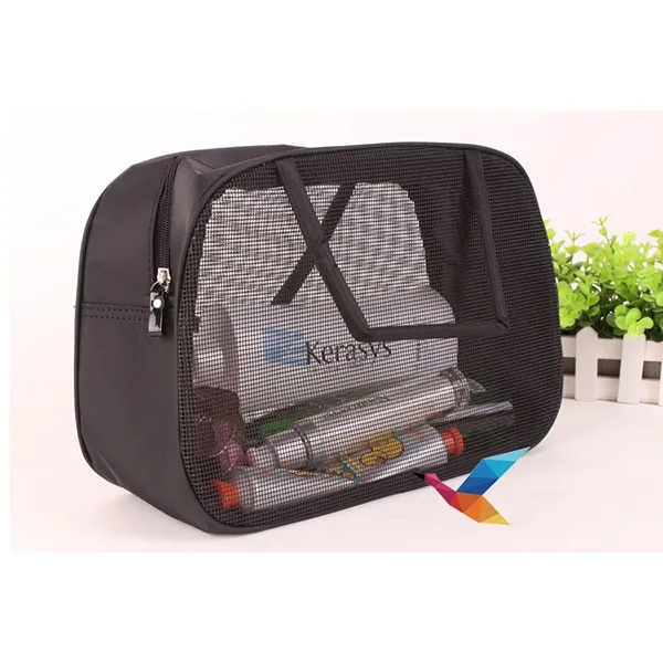 Wholesale Pvc Black Mesh Cosmetic Bag Waterproof Mesh Makeup Bag Toiletry Bag For Travel Buy