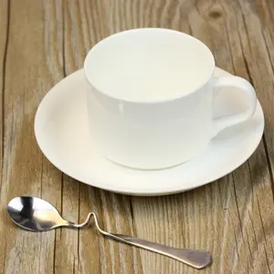 hot sale high quality pure white ceramic cup and saucer set