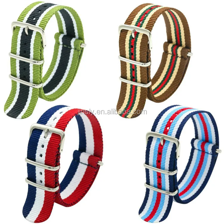 

Factory supply 18mm20mm22mm custom nato polyester nylon watch strap, Green;red;black and other colors