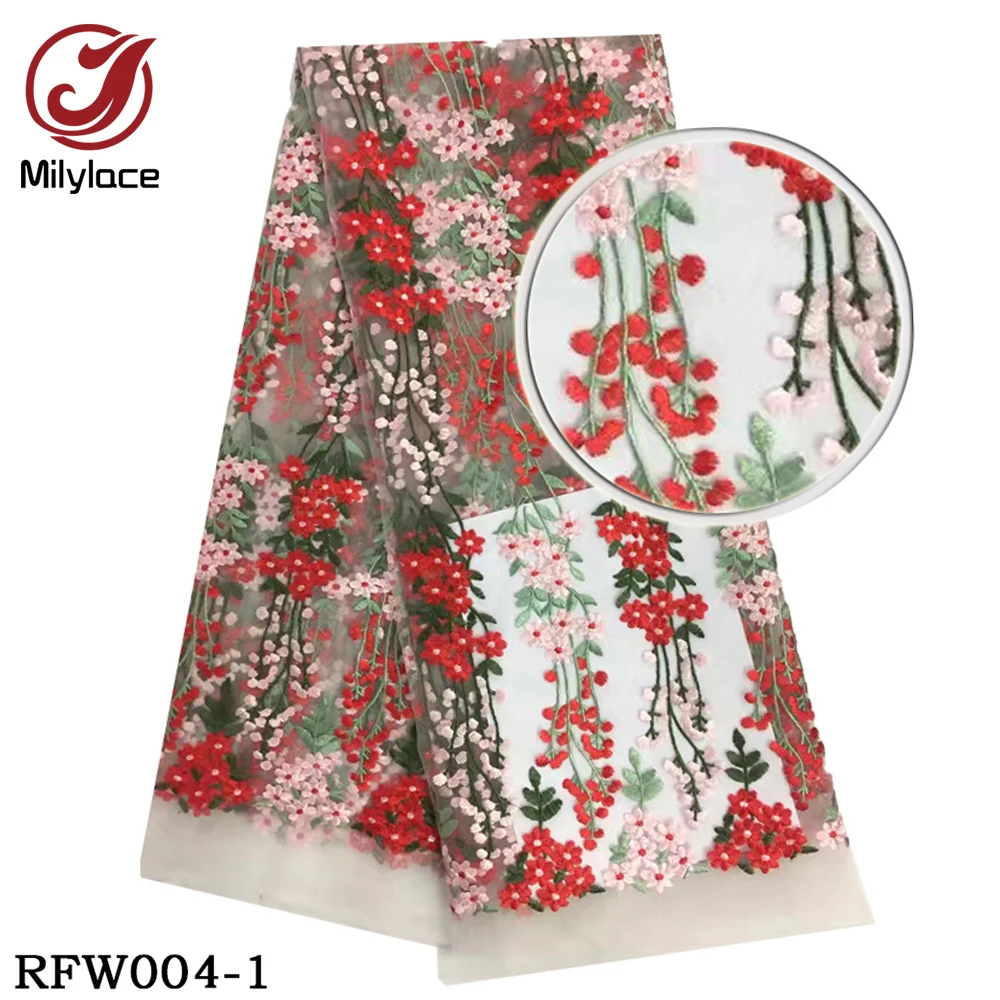 

Beautiful bridal dress making embroidery flower french textile lace fabric dubai wholesale, White