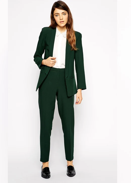 womens forest green suit