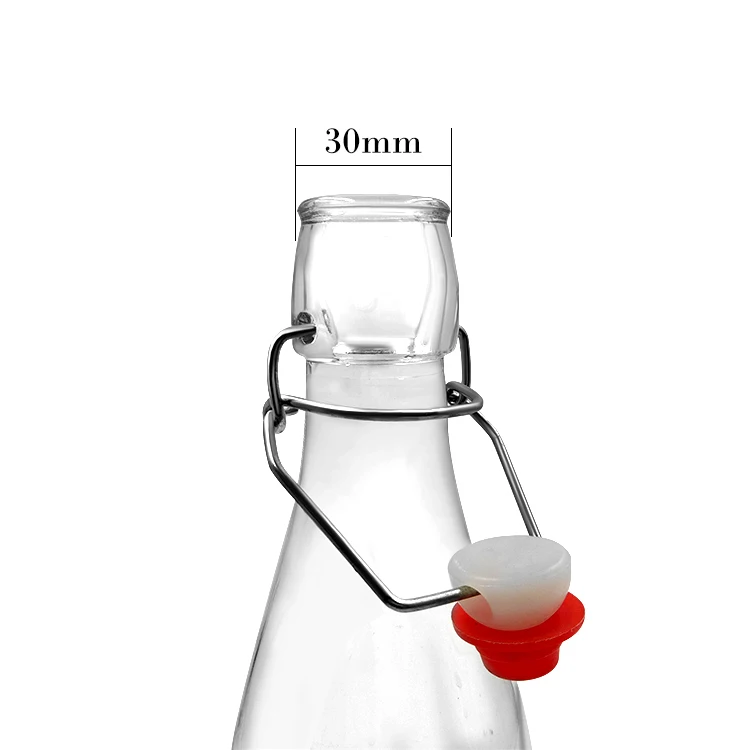 Round Or Square 500ml 1l Glass Swing Top Drinking Bottles With Clip
