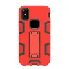 Double layers silicone and PC shockproof case phone cover for iphone 6 6s with folded holder