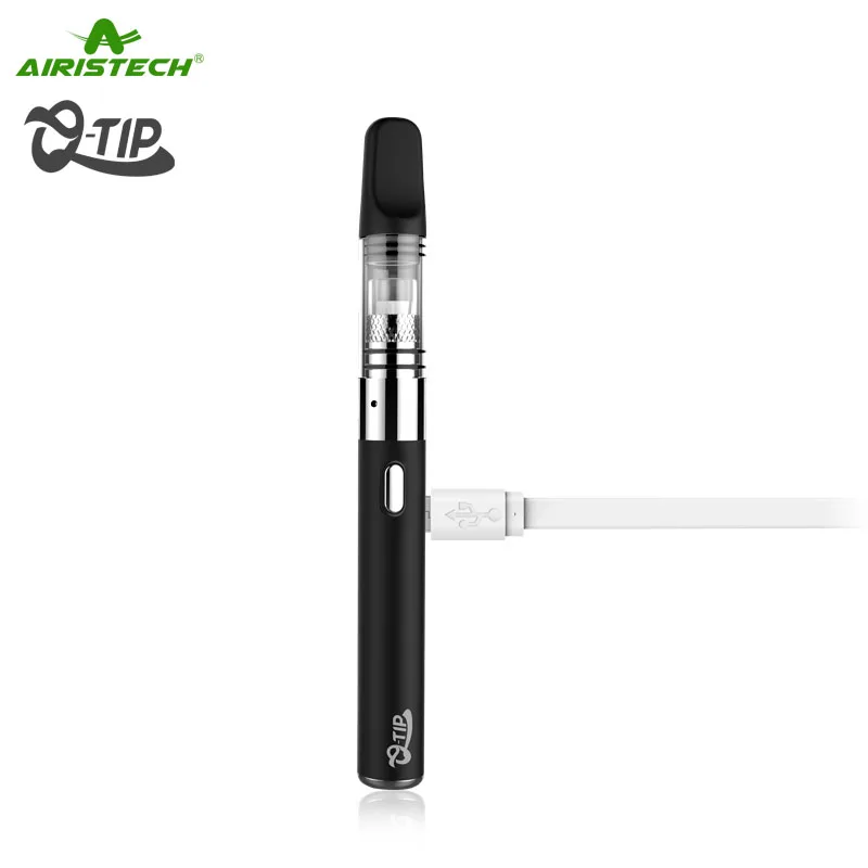 

100% original airistech Q-tip wax pen vaporizer starter kit 650mah 510 thread portable dab vape pen, Black and white