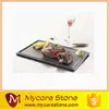 Wholesale Natural Edge Rectangle Grooved Black slate plate, Black Slate Steak Plate