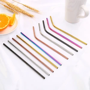 Image of FDA Approved 6mm Eco-friendly Drinking Straws Stainless Steel Straw Straight Bent Metal Straw for Bar Party