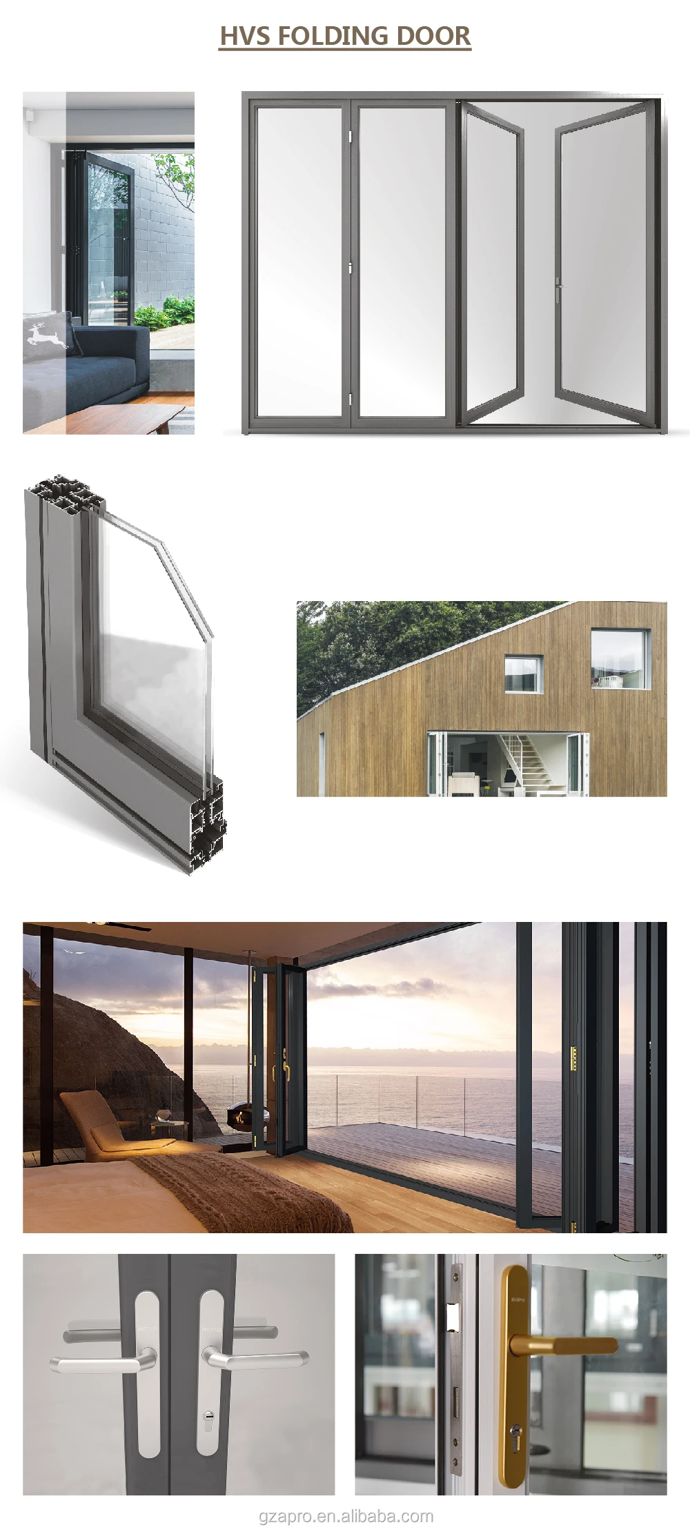 Price Sliding Soundproof Luxury Exterior Patio Lowes Glass Accordion Aluminium Bi-fold Bi Fold Doors Bifold Folding Door