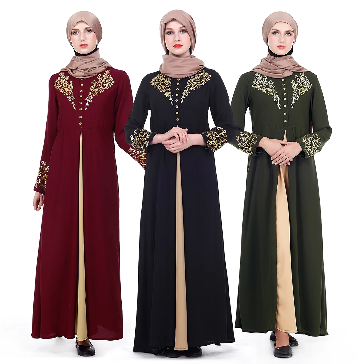 

Zakiyyah Z180502 Fashion Newest Design Black Muslim Islamic Clothing For Women Abaya Long dress, Black;green;red
