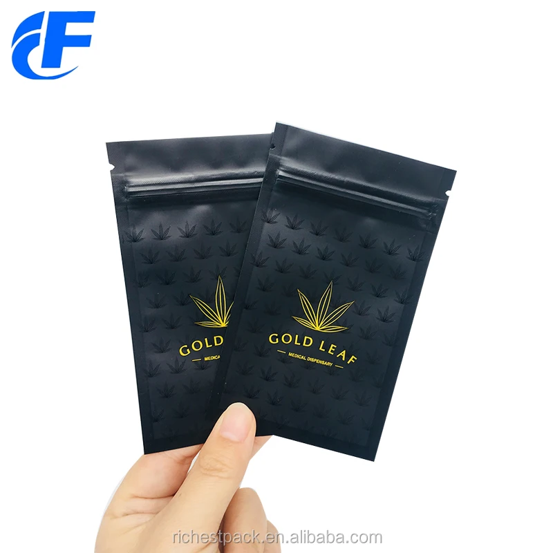 Custom Printed Matte Black Resealable Aluminum Foil Zipper Mylar Bags