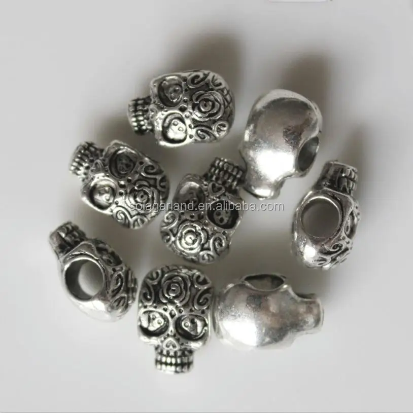 Side Drilled Metal Skull Bracelet Necklace Earring Connector Charm Spacer Beads 