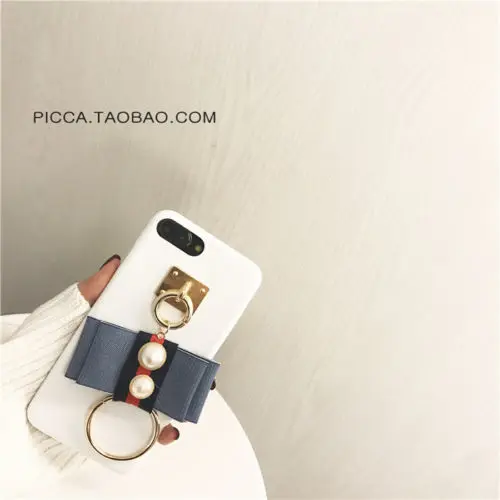 

new arrival Korean fashion Metal Ring pearl design Pendant PU Leather phone Case Cover For iPhone 7 7 Plus 6 6S Plus, As the picture show