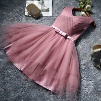 

Wholesaler Women's Knee Length Short Tulle Bridesmaid Dress A-line Swing Party Dress