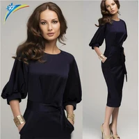 

women summer elegant business dress chiffon puff sleeve ladies office dress