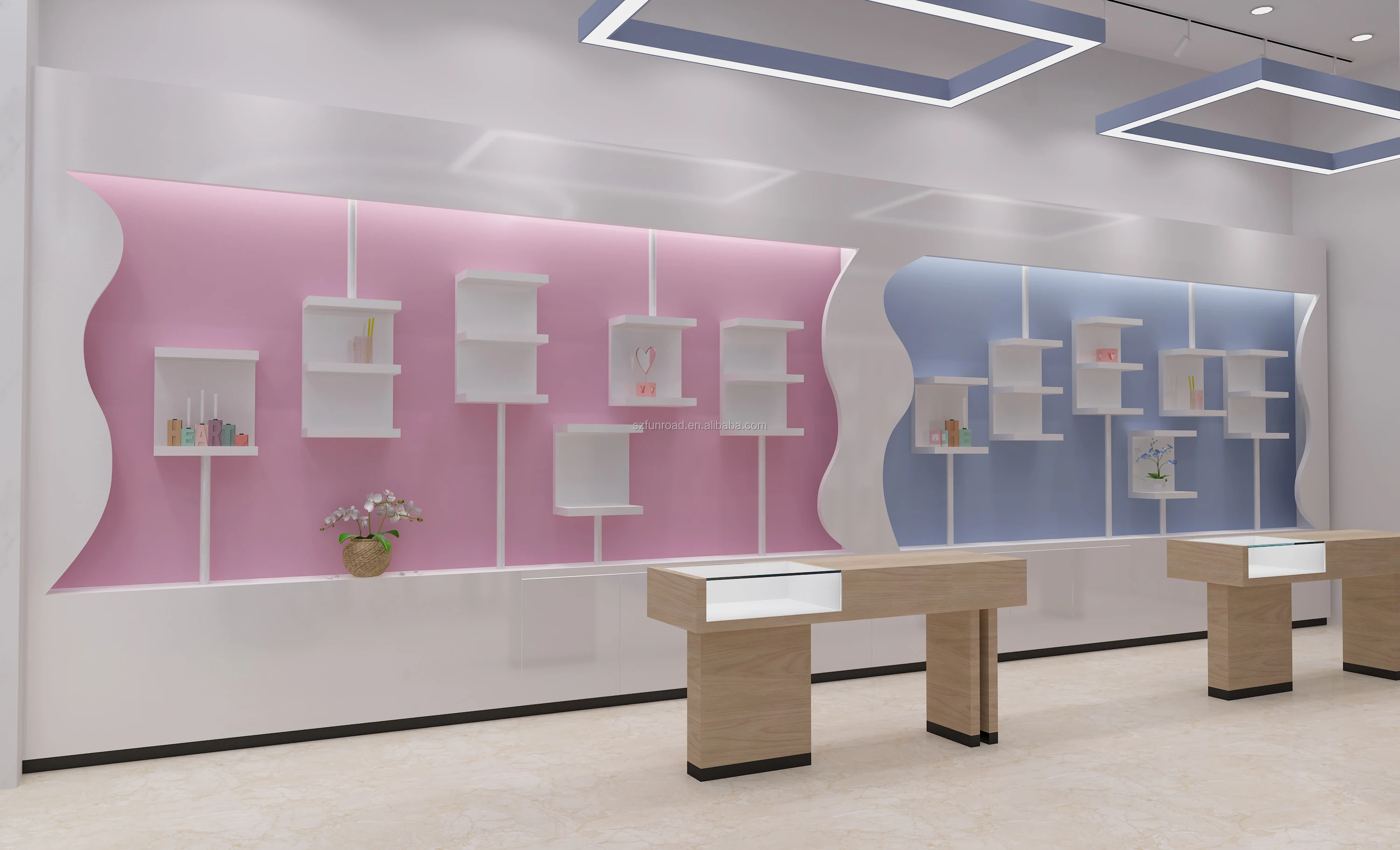 Fashion wooden cosmetic display/cosmetic shop store furniture