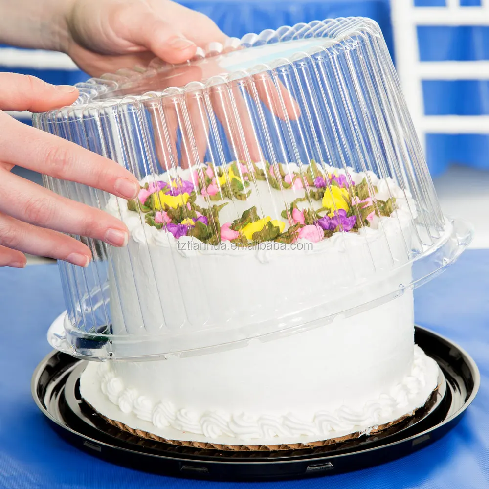10 Inch Plastic Round Cake Display Container with Clear Dome Lid BOPS ...